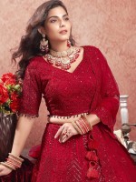 Red Premium Net Lehenga Choli